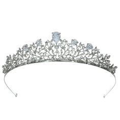 The SAMKY Bridal Tiara is a piece of classic elegance. Expertly crafted with a beautiful array of rhinestones and cubic zirconia crystals, this tiara is set in a rhodium-plated metal that provides a brilliant luster akin to platinum. Standing at 1-3/8 inches tall, it offers a stately yet delicate presence, while the 7-5/8 inch band ensures the design wraps beautifully around any hairstyle. Designed with pin loops on each end, this crown can be secured with bobby pins for peace of mind as you cel Flower Tiara, Bridal Crown, Bridal Tiara, Crystal Flower, Classic Elegance, Rhodium Plated, Tiara, Bobby Pins, Cubic Zirconia