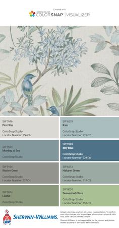 the color scheme for sherwinn williams's wallpapers is blue and green