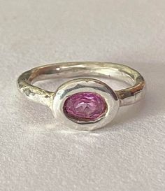 Handmade sterling silver and pink tourmaline ring has rustic minimalist style . Size UK/AU O. Artist made and one of a kind . Silver Gem Rings, Handmade Pink Ruby Ring In Sterling Silver, Rustic Minimalist, Unique Silver Rings, Top Albums, Exclamation Mark, Lorelai Gilmore, Pink Tourmaline Ring, Better Things