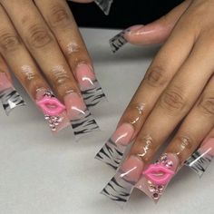 Wild Kiss 24 Piece Zebra Print Flare Press On Nails Meagan Good, Short Fake Nails, Duck Nails, Nagel Tips, Fake Nails With Glue, Nail Forms, Stick On Nails, False Nail, Artificial Nails