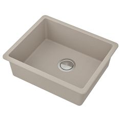 an image of a square sink on a white background with the drain in the middle