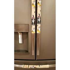 a pair of skis sticking out of the side of a refrigerator