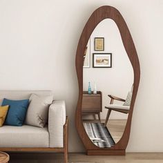 PRICES MAY VARY. 【Unique Design】Irregular full length mirror is an extraordinary addition to your home, the wavy design of the mirror adds a touch of modernity and artistic flair, provide 2 color options: brown and black, catering to different home styles and personal preferences, making it a standout piece in your home decor. 【Perfect Size】 63" x 24" perfect size for you to see your entire figure from head to toe, fits all decors and creates the illusion of a wider space. Save a space, the rugg Wall For Bedroom, Leaning Against Wall, Full Body Mirror, Mirror Hanging, Body Mirror, Dressing Mirror, Vertical Frames, Length Mirror, Nordic Home