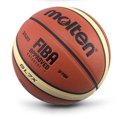 an orange and black basketball on a white background