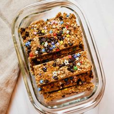 homemade granola bars in a glass baking dish