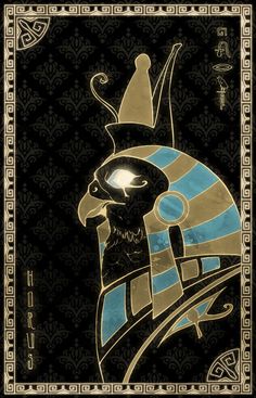 an egyptian style painting with gold and blue accents on black paper, depicting the head of pharaoh tutane