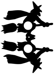 the silhouettes of three witches flying through the air