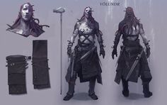 the concept art for an upcoming video game, volunder is shown in three different poses