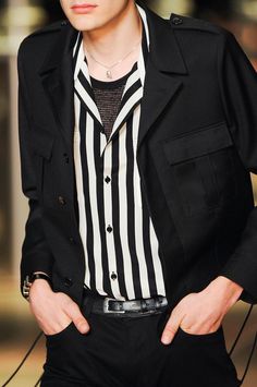 Saint Laurent Mens Details Spring/Summer 2014 Monochrome Fashion, Spring Summer 2014, Suit And Tie, All Black, Saint Laurent, Print Patterns, Suit Jacket, Party Dress, Spring Summer