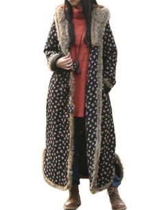 PRICES MAY VARY. Material:Outside: Cotton Linen ; Lining: Cotton / thin cotton quilted . High quality faux fur, soft, comfortable and super warm, big and deep hooded with fax fur and beautiful color trim. One Size(Free Size):Length:46”/117cm;Bust:44.1”/112cm;Shoulder:17.3”/44cm;Waist:47.2”/120cm;Sleeve:22.4”/57cm; Model Height:160cm;Weight:40kg; Features:This cotton-padded coat, single breasted, hooded with imitated fur-line, ethnic Chinese style jacket, regular thickness, suit for Spring, Late Fur Collar Jacket, Quilted Parka, Jackets Black, Long Overcoat, Long Winter Coats, Winter Quilts, Outwear Jackets, Winter Coats, Faux Fur Collar