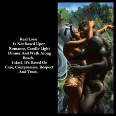 an image of two women kissing in front of a black background with the words real love is not based upon romance candle light dinner and walk along beach