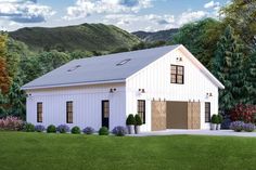 this is an artist's rendering of a two - story garage