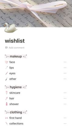 an image of a wishlist with the words'wishlist'written on it