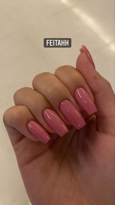 Prettiest Nail Colors, Mat Pink Nails, Nails One Color, Simple Acrylic Nails, Pink Acrylic Nails, Girls Nails, Fire Nails