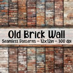 old brick wall seamless patterns - 12x12in 300 dpi