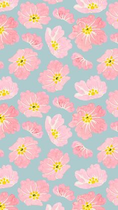 pink flowers are on a blue background