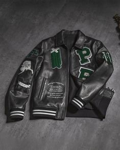 Unique Leather Jacket, Senior Jackets, Leather Jacket Men Style, Leather Varsity Jackets, Early Winter, Rib Fabric, Men's Leather Jacket, Genuine Leather Jackets, Inspired Fashion