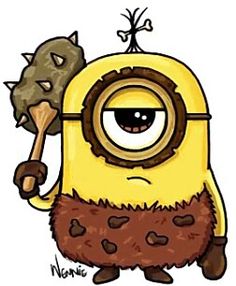 a drawing of a yellow and brown minion holding an ice cream cone in his hand