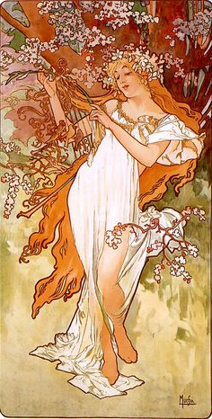 a painting of a woman with flowers in her hair and holding a violin on the ground