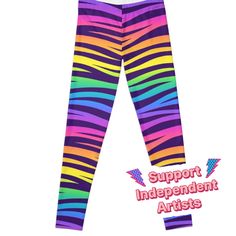 Super stretchy and durable polyester full-length leggings. Vibrant high-quality sublimation print across the front and back. Size range XXS-XL. Scenecore Clothes, Scene Kid Outfits, Rainbow Clothes, Rainbow Tiger, Wolf Drawings, Rave Festival Outfits, Cute Wolf Drawings, Scene Style, 10th Grade