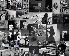 a collage of black and white photos with people