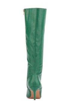 A pointy toe and kitten heel frame a striking boot fashioned from lizard embossment for versatile wear from season to season. 2 1/2" heel 16" shaft; 18 1/2" calf circumference Synthetic upper/textile lining/rubber sole Imported Green Lizard, Embossed Boots, Green Boots, New York And Company, Kitten Heel, Fashion Boots, Nordstrom Rack, Rubber Sole, Kitten Heels