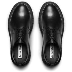 ACNE Hover Derby Black (4,595 CNY) ❤ liked on Polyvore featuring men's fashion, men's shoes, mens lightweight running shoes, mens platform shoes, mens lace up shoes, men's black derby shoes and mens black shoes Groovy Shoes, Black Shoes Mens, Mens Platform Shoes, Official Shoes, Gents Shoes, Creepers Shoes, Gentleman Shoes, Ugly Shoes, Shoes Outfit Fashion