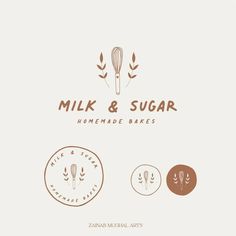 the logo for milk and sugar homemade bakes, which is made with hand drawn lettering