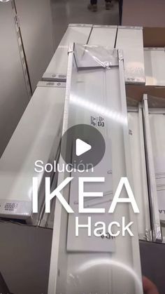 an open box with the words solution ikea hack on it in front of other boxes