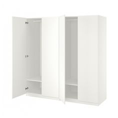 PAX / FORSAND agencement armoire-penderie, blanc/blanc, 200x60x201 cm. Pieds réglables assurant la stabilité même sur sols irréguliers. Charnières avec amortisseur intégré pour fermeture des portes en douceur et sans bruit. Garantie 10 ans gratuite. Renseignements complets dans notre livret de garantie. Adaptez facilement cet agencement à vos besoins et à vos goût à l'aide du planificateur PAX. Avec l'outil de planification PAX, vous pouvez compléter votre agencement avec des éclairages intégrés Ikea White Wardrobe, Ikea Fitted Wardrobes, Pax Planner, Wardrobe Hinges, Ikea White, Double Wardrobe, White Wardrobe, Pax Wardrobe, Wardrobe Furniture