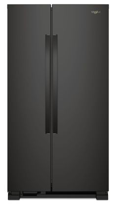 Purposefully-designed storage spaces help you fit and find it all. Get increased loading flexibility with adjustable gallon door bins. LED lights keep food looking as good as it tastes while electronic controls make it easy to adjust your refrigerator whenever it's needed. Whirlpool 25.1-cu ft Side-by-Side Refrigerator (Black) | WRS315SNHB Black Refrigerator Kitchen, Black Fridge Kitchen, Black Kitchen Appliances, Hidden Fridge, Moody Rooms, Black Fridge, Black Fridges, Refrigerator Black, Tall Fridge