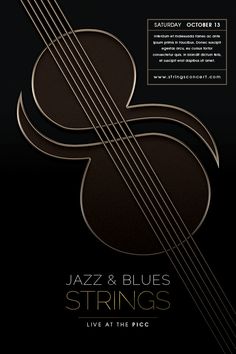 a poster for the jazz and blues strings concert