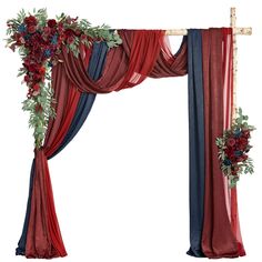 PRICES MAY VARY. Polyester COLOR INSPIRED: Create a mystery and passionate atmosphere with the red inspiration and navy blue embellish of burgundy and navy. Capture your dramatic wedding ceremony backdrop decorations with Ling’s exquisite wedding arch flowers kit. FIT ON ARCH: Tailored for decorating 6' W x 7.5" H arch stand as photography show. Floral swags curve hanging on the arch, measuring about 6.23ft L x 1.64ft W and 2.95ft L x 1.15ft W. NEVER WILTED: Substitute for costly fresh flowers a Outdoor Fence Decor, Ceremony Arbor, Flower Swag