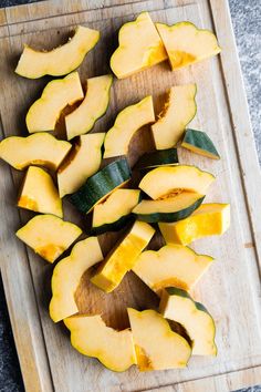 squash cut up on a cutting board ready to eat