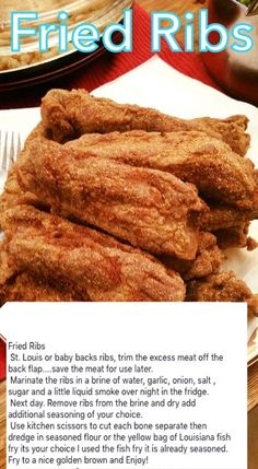 fried ribs sitting on top of a white plate