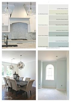 several different shades of gray and white in the kitchen, dining room, and living room