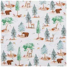 an animal themed wallpaper with trees and animals