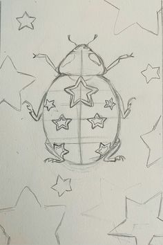 a drawing of a bug with stars around it