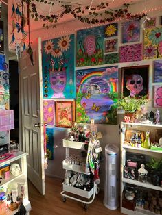 a room filled with lots of art and decorations