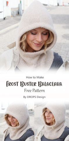 a woman wearing a knitted hat and scarf with the text, how to make frost buster