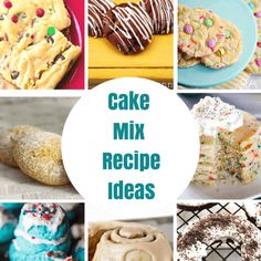 a collage of cake mix recipes and desserts with the words cake mix recipe ideas