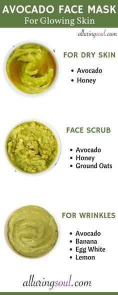 3 DIY Avocado Face Mask For Dry, Aging & Dull Skin Acne Face Mask Recipe, Pimple Mask, Face Mask For Pimples, Face Mask For Glowing Skin, Mask For Glowing Skin, Vegan Face Mask