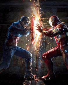 Iron Man Vs Captain America, Iron Man And Captain America, Superhero Poster, Marvel Superhero Posters, Captain America Civil