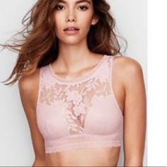 New Victoria's Secret Lace Bralette Cutout High Neck Size S Brand New With The Tags. Guaranteed To Be 100% Authentic Positive Feedback Is Greatly Appreciated. Please Message Us With Any Questions. Ships Same Day Or Next Business Day Pink Sheer Bra For Spring, Sheer Pink Bra For Spring, Spring Sheer Pink Bra, Victoria's Secret Feminine Bra Friendly Tops, Victoria's Secret Feminine Bra-friendly Tops, Pink Lace Bra, Pink Lace Bralette, Pink Bralette, Black Lace Bralette