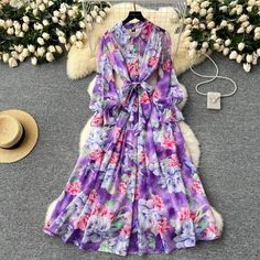 Floral Chiffon Maxi Dress with Belted Waist Chiffon Shirt, Print Chiffon, Women's Summer Fashion, Fashion Summer, 12 Days, Women's Bags, Womens Fashion Casual, Vintage Prints, American Style