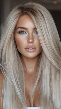 🎨 Seeking a versatile hairstyle? Disguise fine or thinning hair with this Golden Honey Blonde to Icy Platinum Blonde Hair Transformations. Learn how to style sleek, straight locks. Enhances natural hair color without the need for full coloring. Easy to maintain and style at home. Click for a step-by-step guide! #GoldenHoneyBlondetoIcyPlatinumBlondeHairTransformations Icy Platinum Blonde Hair, Ice Blonde Highlights, Icy Blonde Hair Color, Rose Blonde, Ice Blonde Hair, Lips Inspiration, Blonde Hair Transformations, Icy Blonde Hair, Neutral Blonde