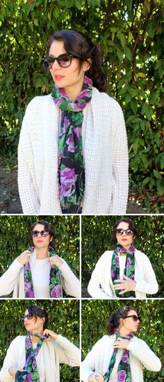 Rolled Loop | 19 stylish ways to tie a scarf | HelloGlow.co Tie A Winter Scarf, How To Wear Flannels, Scarf Styling