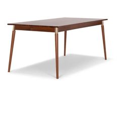 a wooden table with two legs and a brown top, on a white background the table is made out of wood