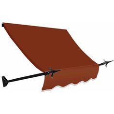 a brown awning with an arrow sticking out of it's side, on a white background