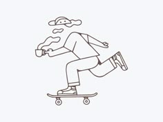 a person riding a skateboard on a white background